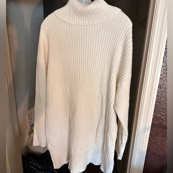 New Women’s Oversized Ribbed Knit Long Sleeve Turtle Neck Casual Dress Sweater - Picture 3 of 3